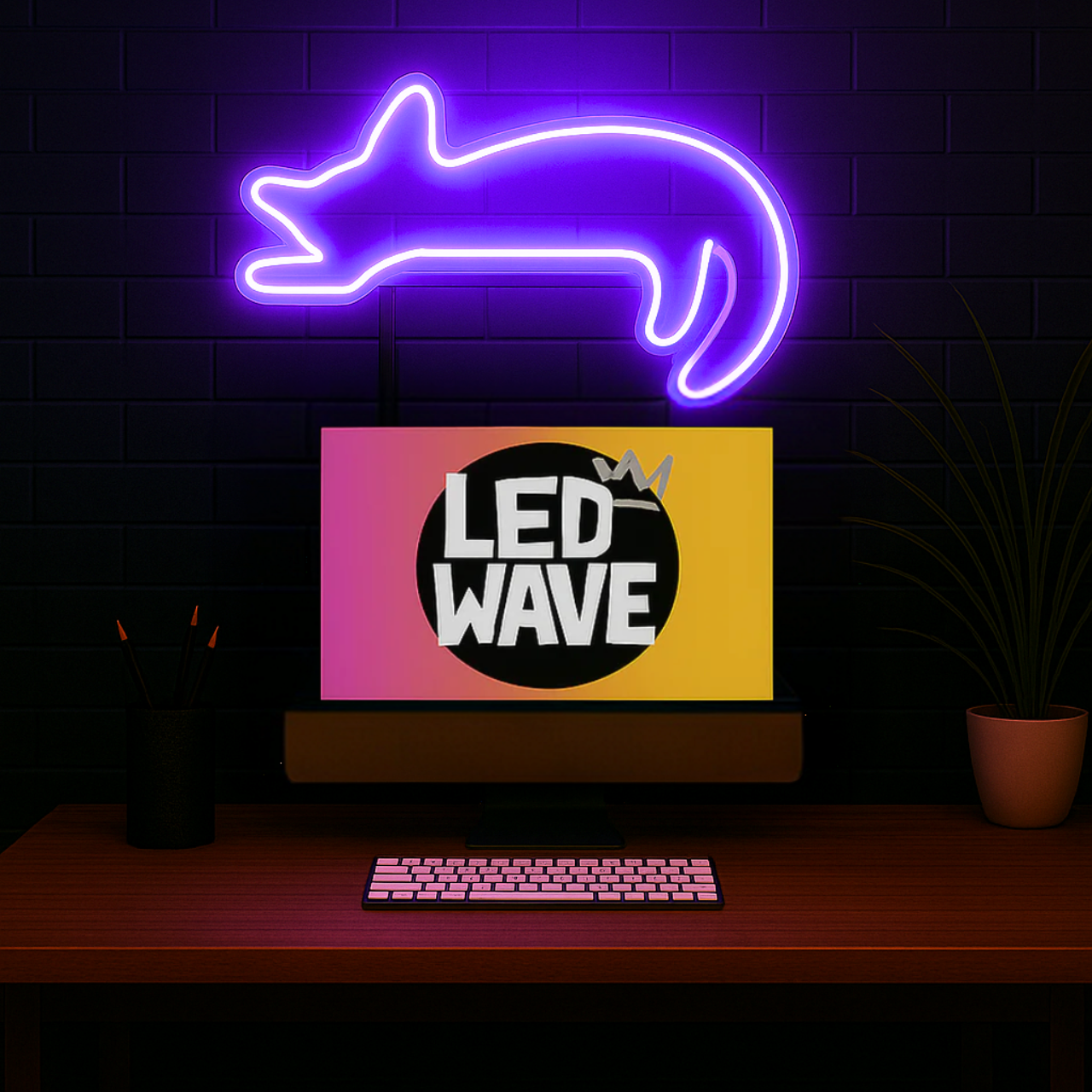 Purple Cat Neon Sign