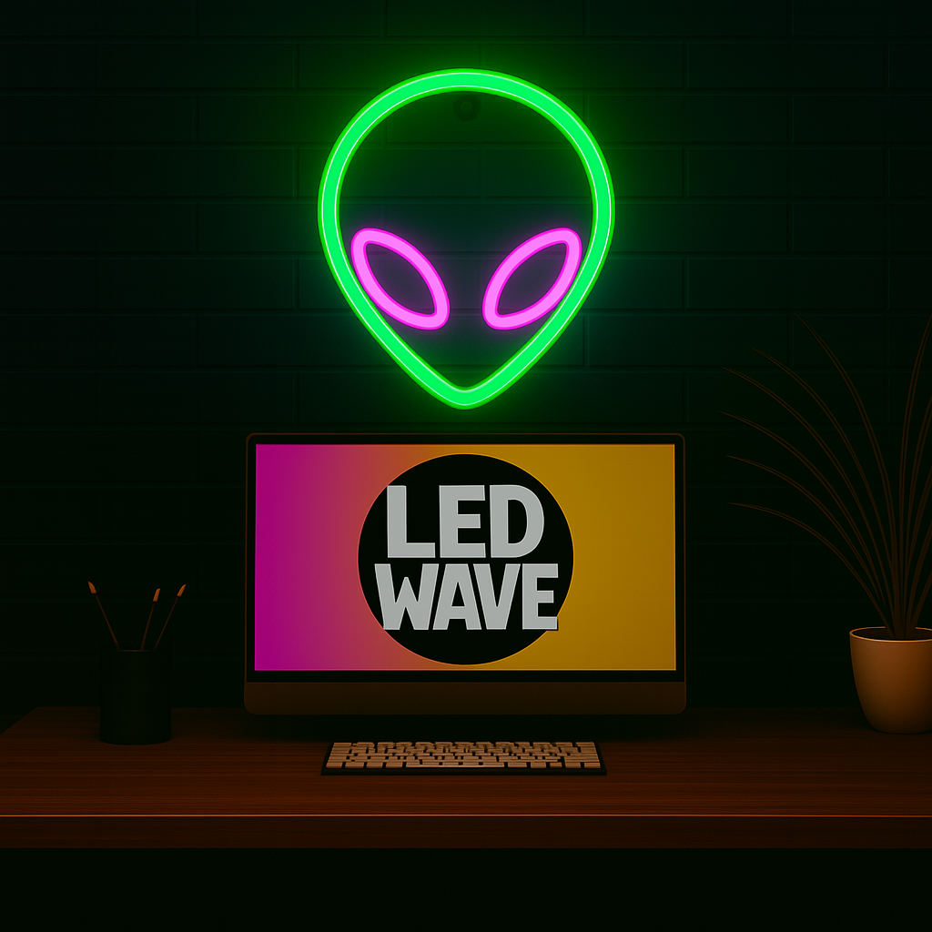 Alien (Green + Purple) Neon sign