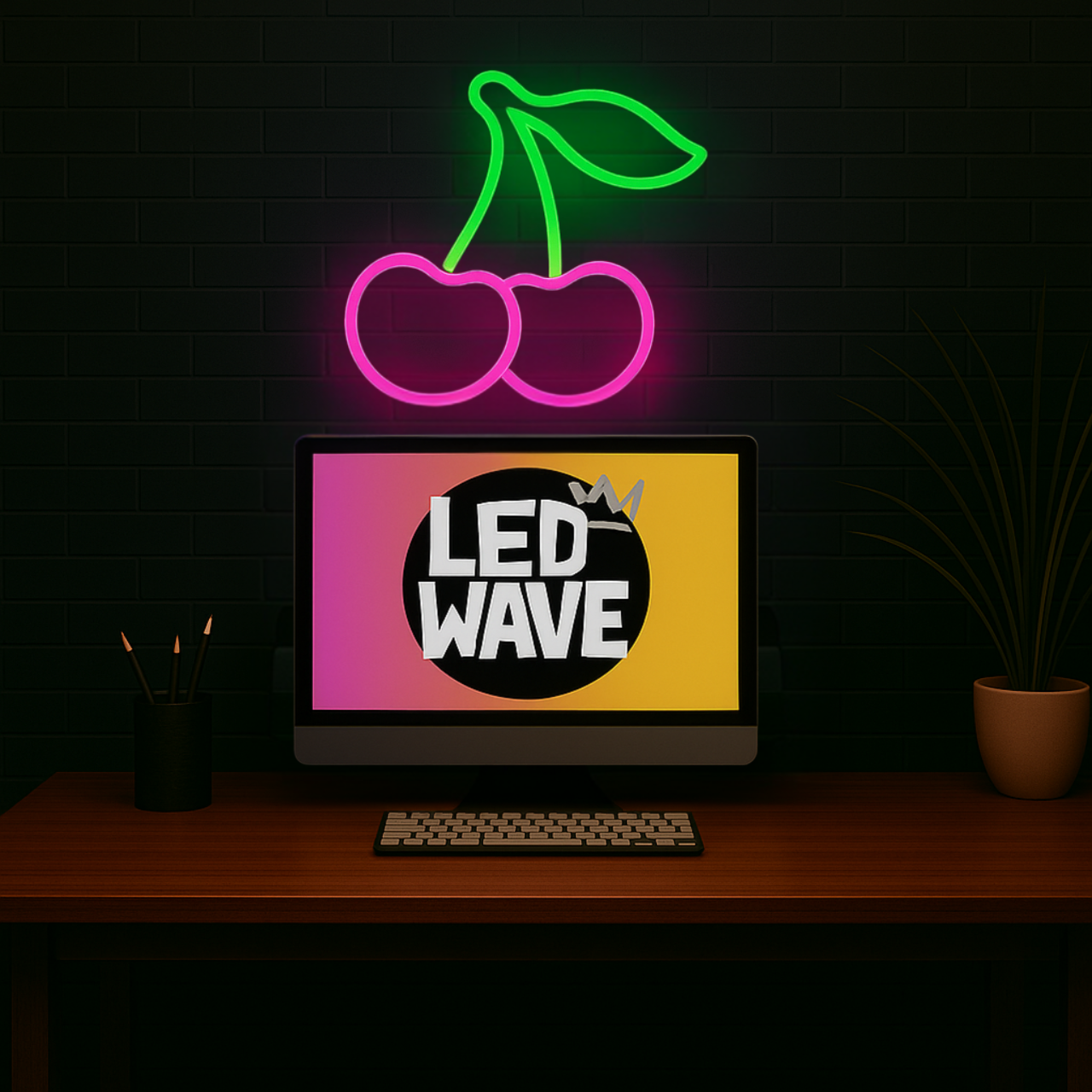 Cherry (Green + Pink) Neon Sign