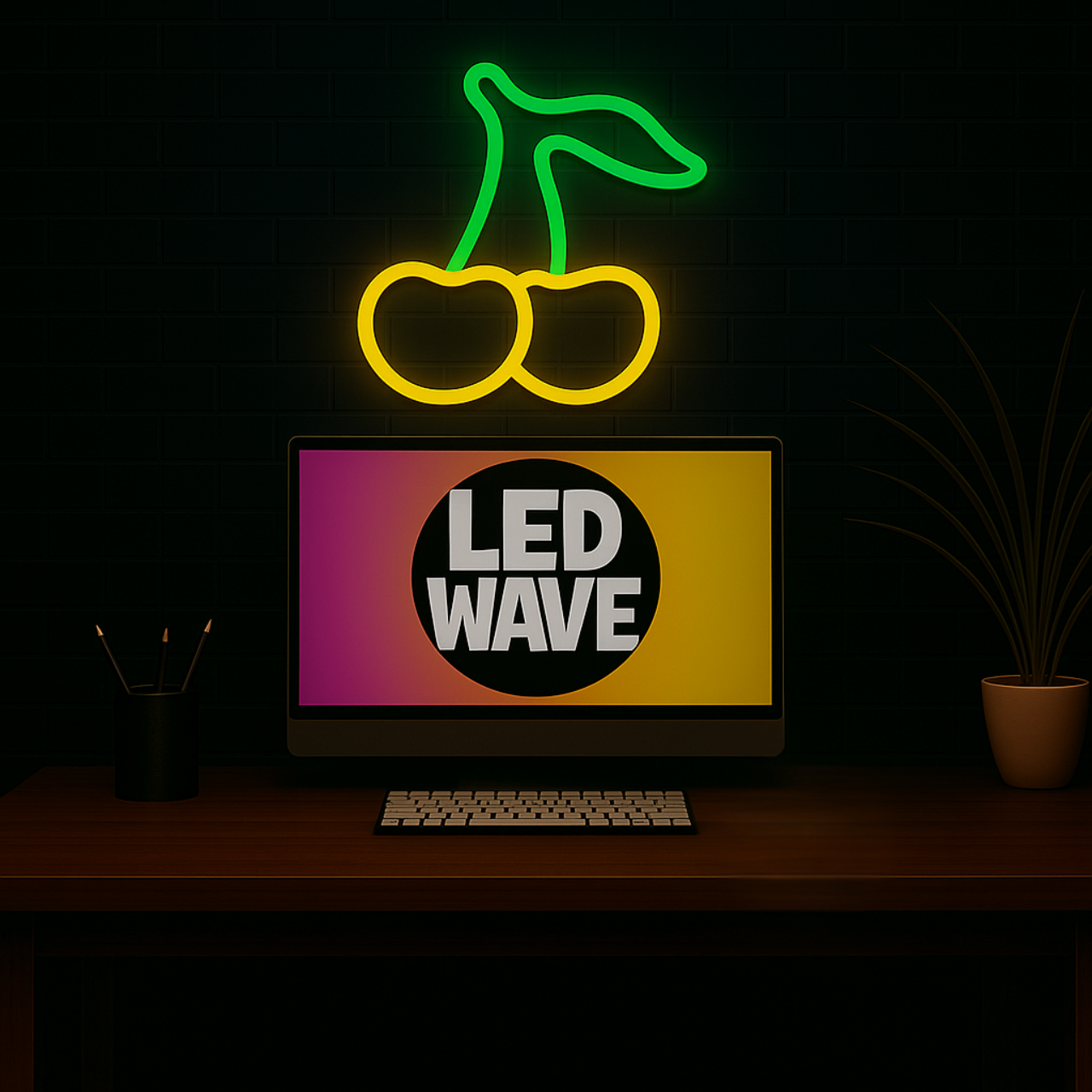 Cherry (Green + Yellow) Neon Sign