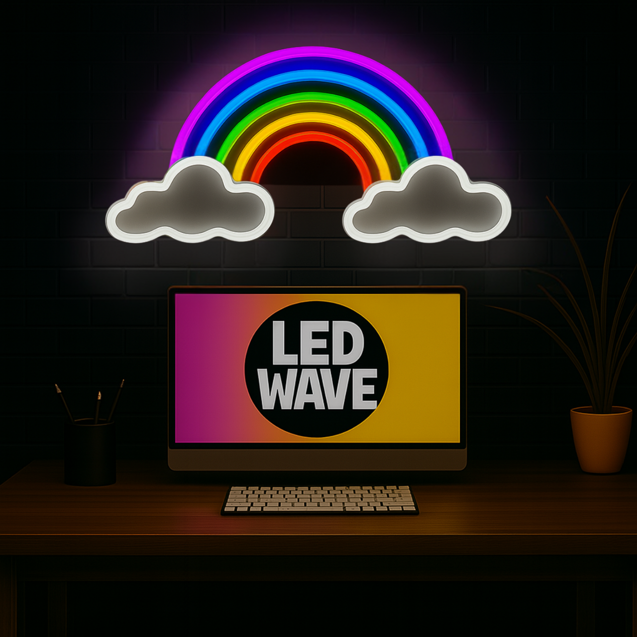 Rainbow on Clouds Neon Sign