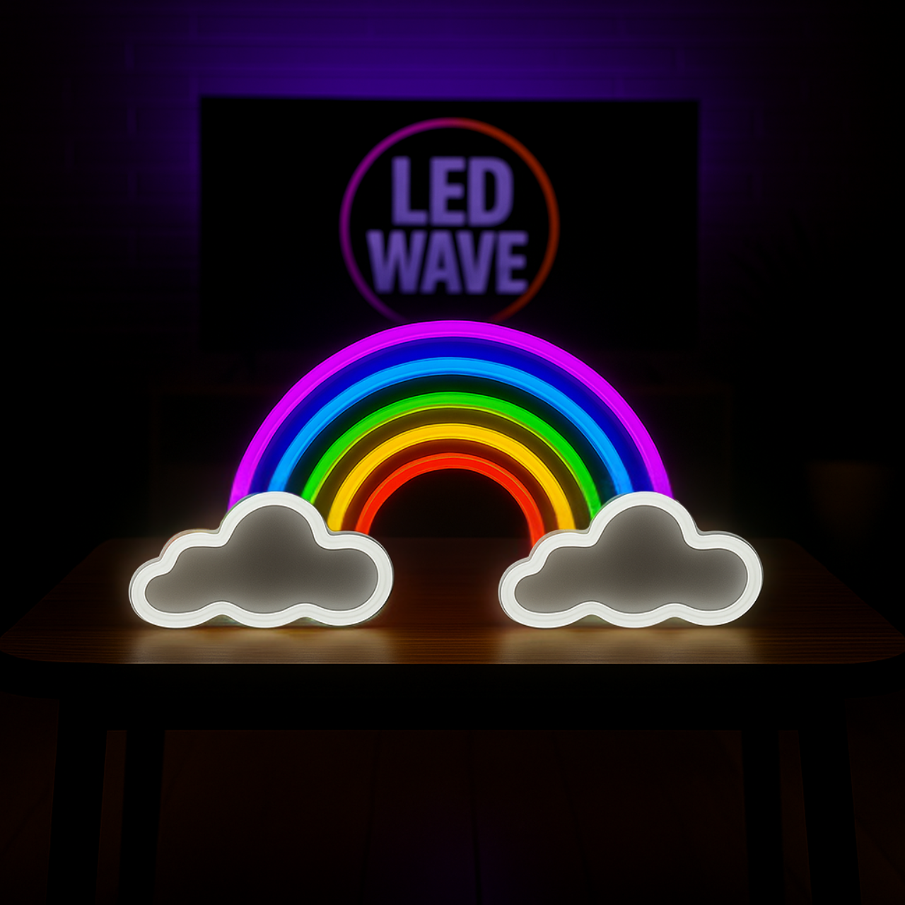 Rainbow on Clouds Neon Sign
