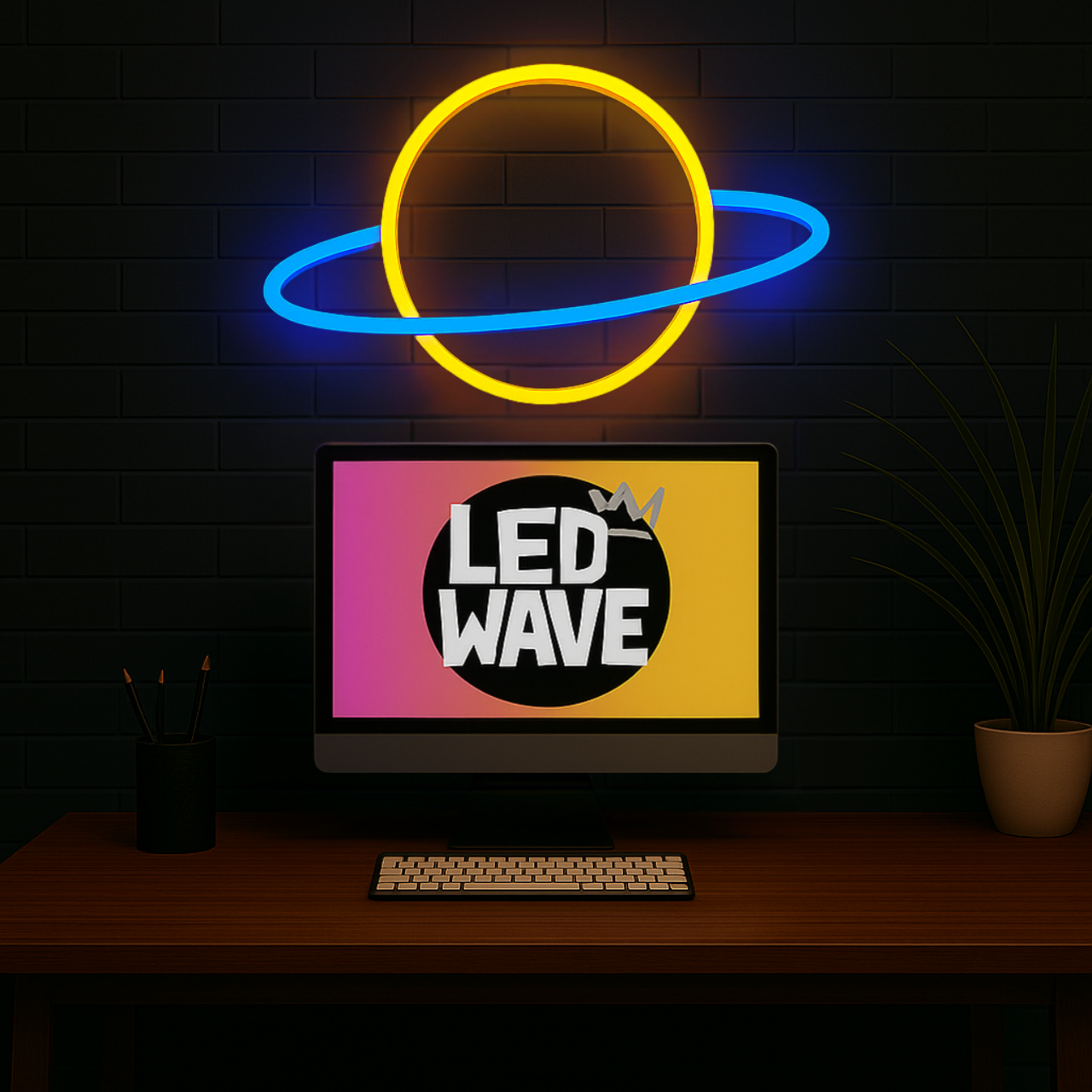 Planet (Yellow + Blue) Neon Sign