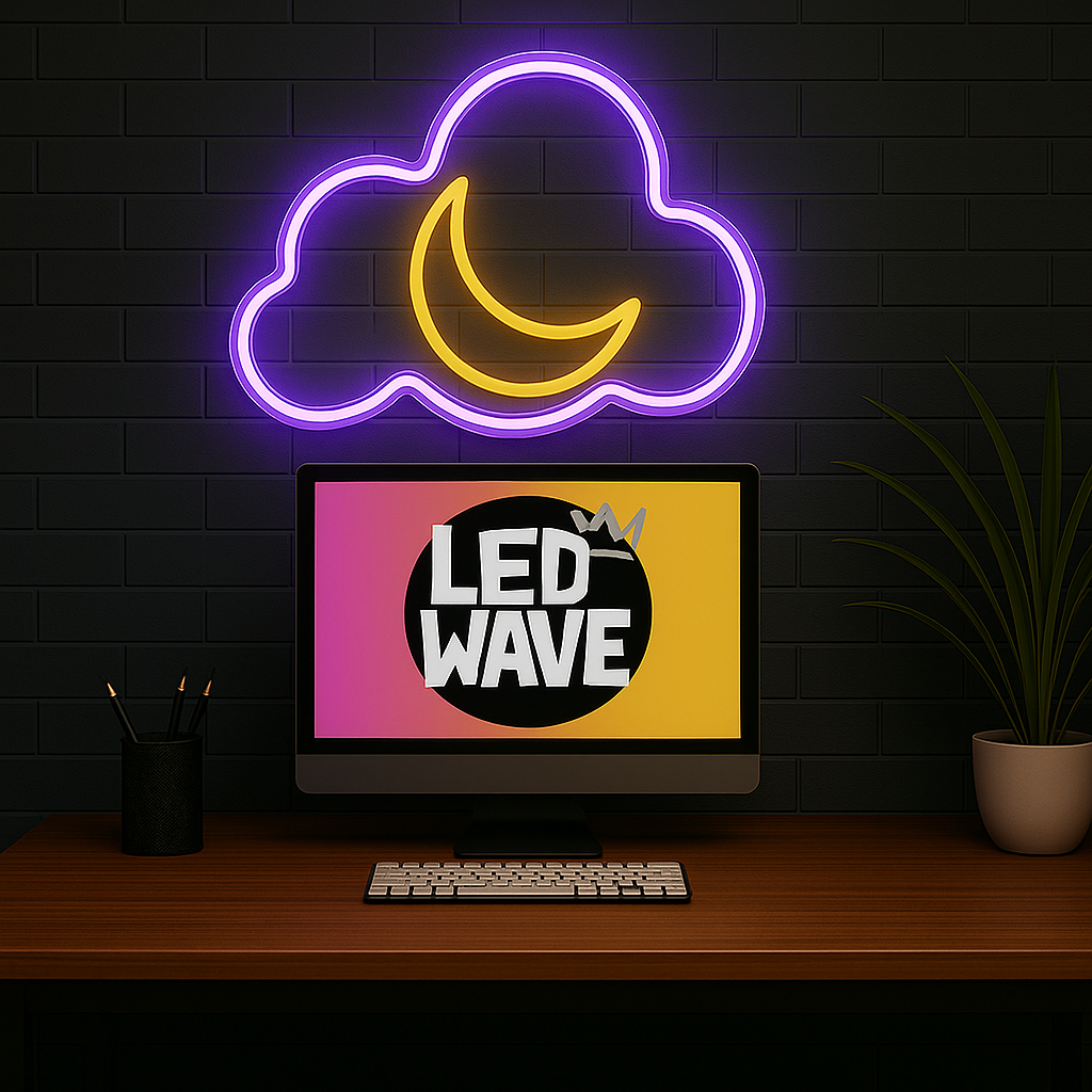 Warm Moon + Pink Cloud Neon Sign