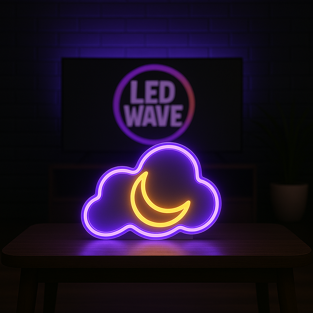 Warm Moon + Pink Cloud Neon Sign
