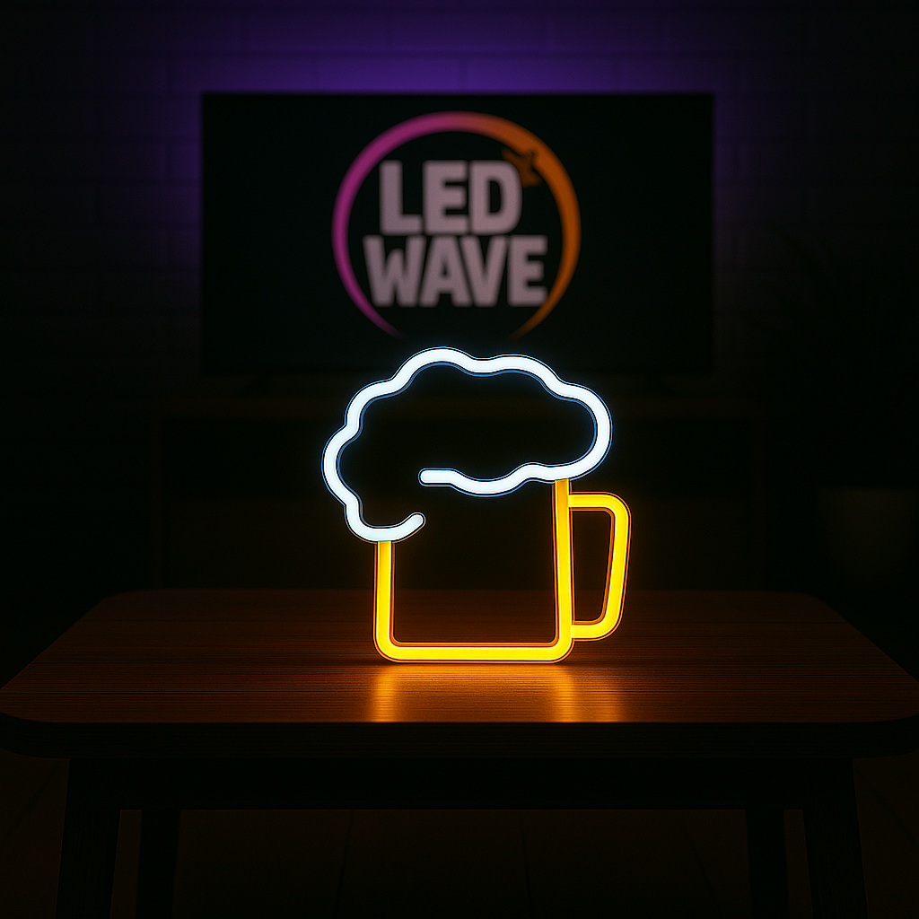 Beer (White + Yellow) Neon Sign