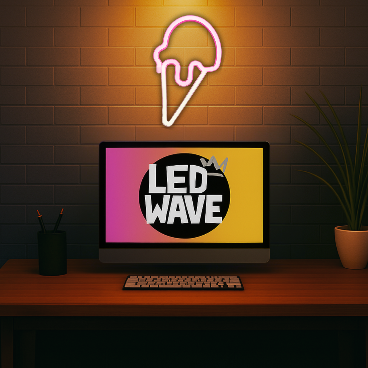 Ice-cream (Pink + White) Neon Sign